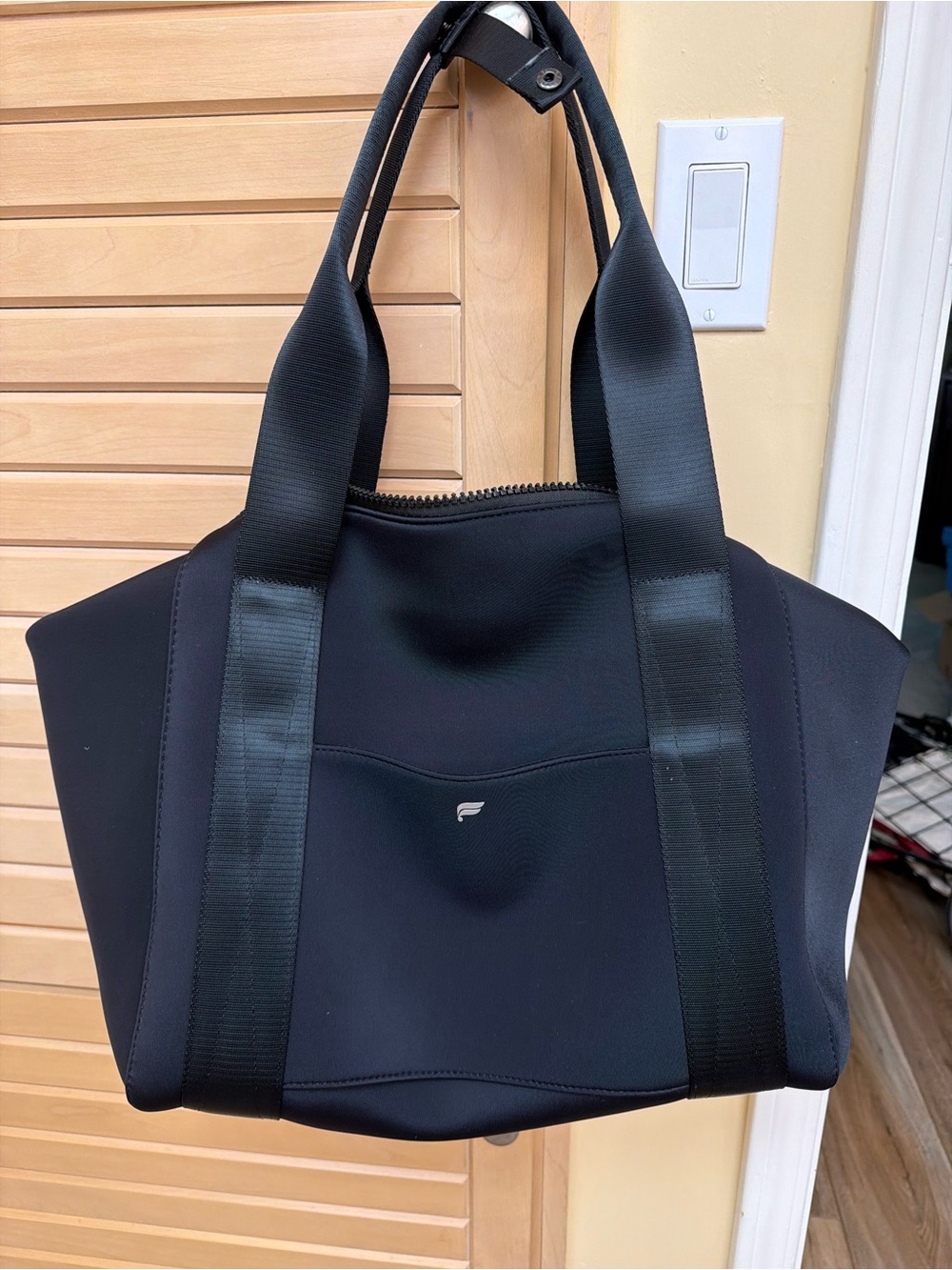 Fabletics Black Neoprene Tote Bag